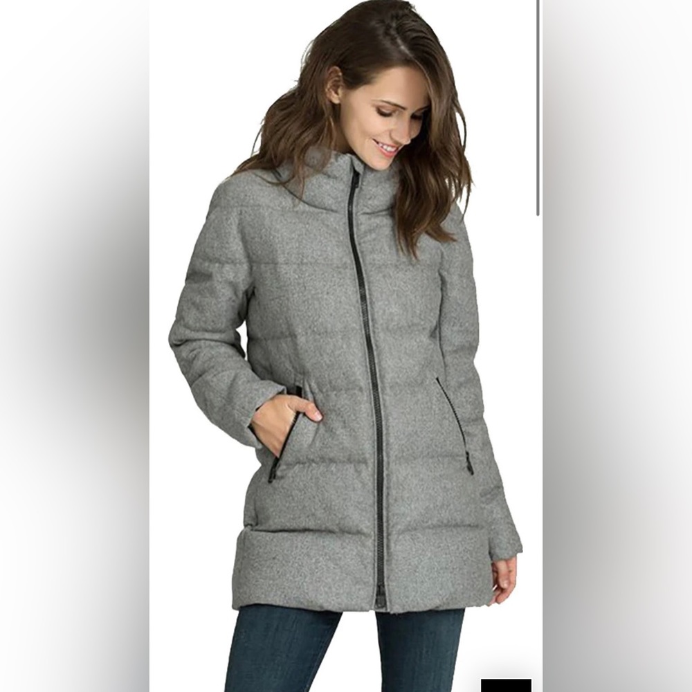 Aether Chelsea Gray Puffer Coat Wool Sleeve Women’s Size Medium